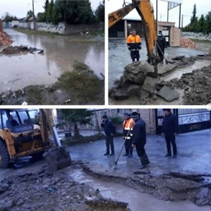 باز نمودن کانال دفع آبهای سطحی بعلت شکستگی لوله در ابتدای بلوار شهید ذبیحی سه شنبه ۱۴۰۰/۸/۲۵