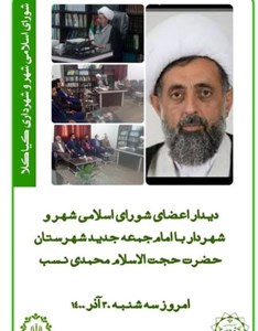دیدار اعضای شورای شهر و شهردار با امام جمعه جدید شهرستان حضرت حجت الاسلام محمدی نسب