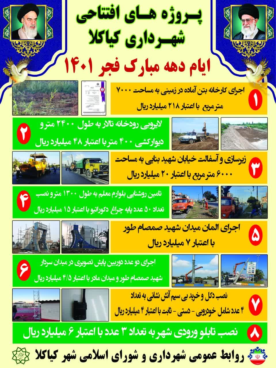 پروژه های افتتاحی شهرداری کیاکلا - ایام دهه مبارک فجر 1401