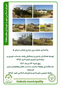 پاکسازی خیابان بین مزارع خیابان دریای ۵