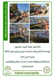 پاکسازی کوچه شهید عباسپور