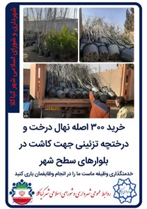 خرید 300 اصله نهال درخت و درختچه تزئینی جهت کاشت در بلوارهای سطح شهر